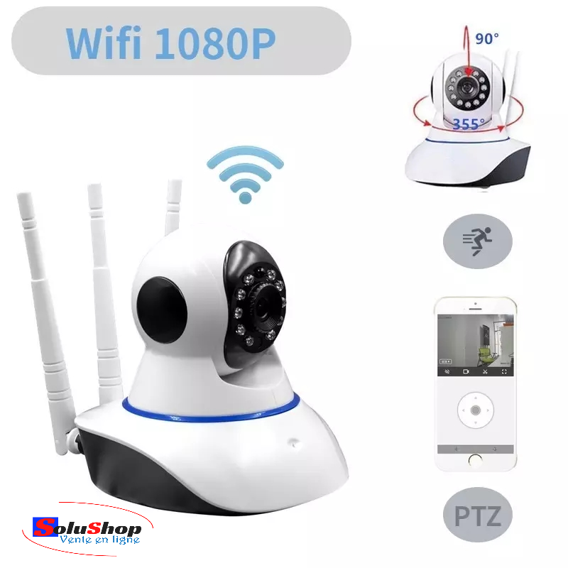 Caméra IP WiFi rotative 360° vue de face