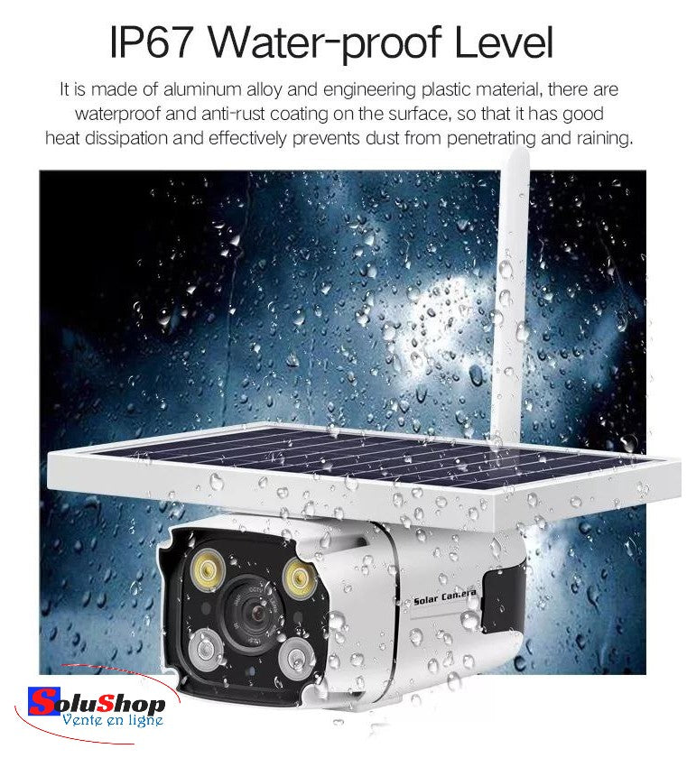 Caméra solaire résistante à la pluie IP67