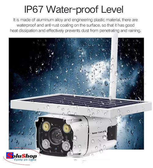 Caméra solaire résistante à la pluie IP67