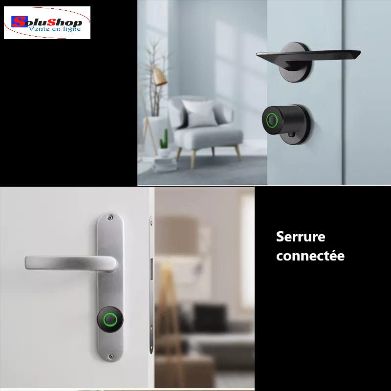 Serrure connectée installée sur une porte