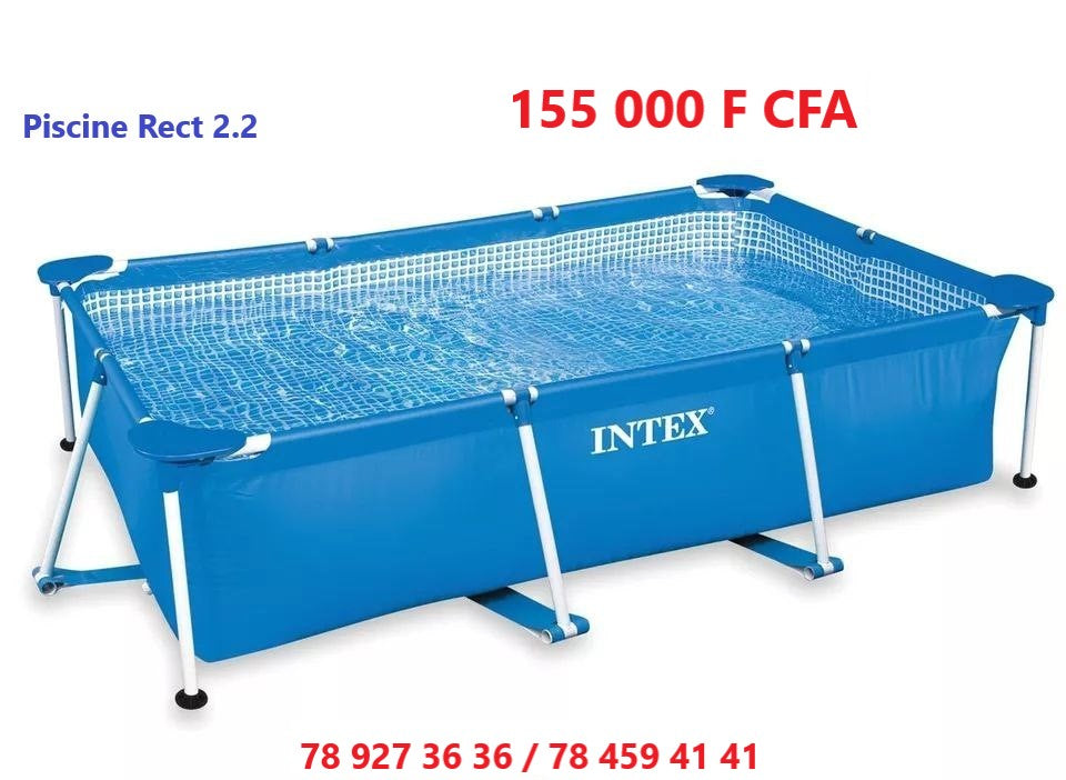 Piscine rectangulaire Intex 2,2x1,5m installée en extérieur
