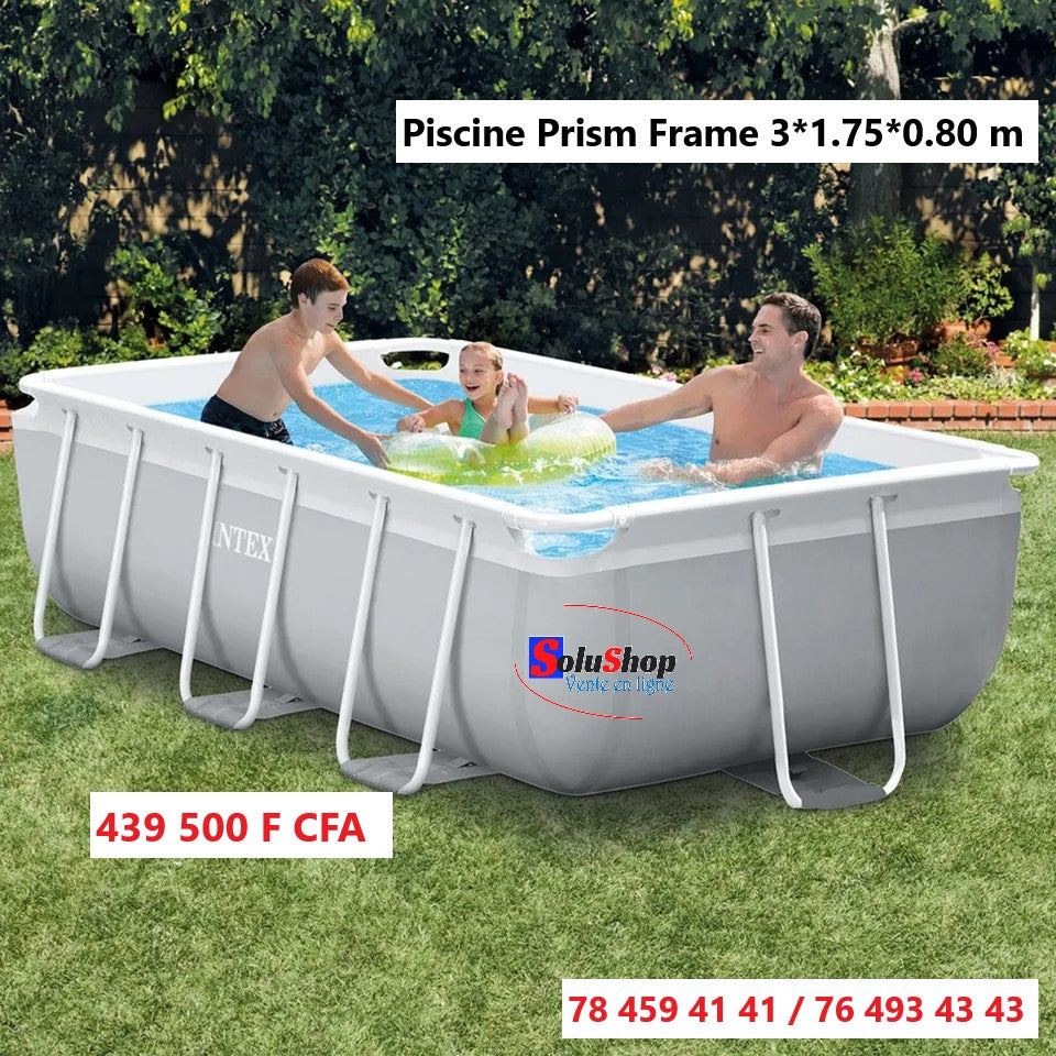 Piscine Prism Frame grise Intex 3x1,75m vue d'ensemble
