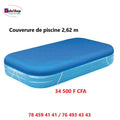 Bâche pour piscine rectangulaire 2,62m posée sur le bassin