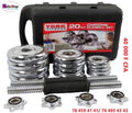 Set d'haltères chromés 20kg, vue d'ensemble