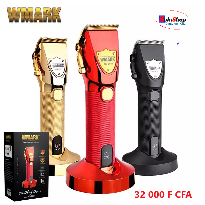 Tondeuse WMARK NG-2031 sur son socle de charge
