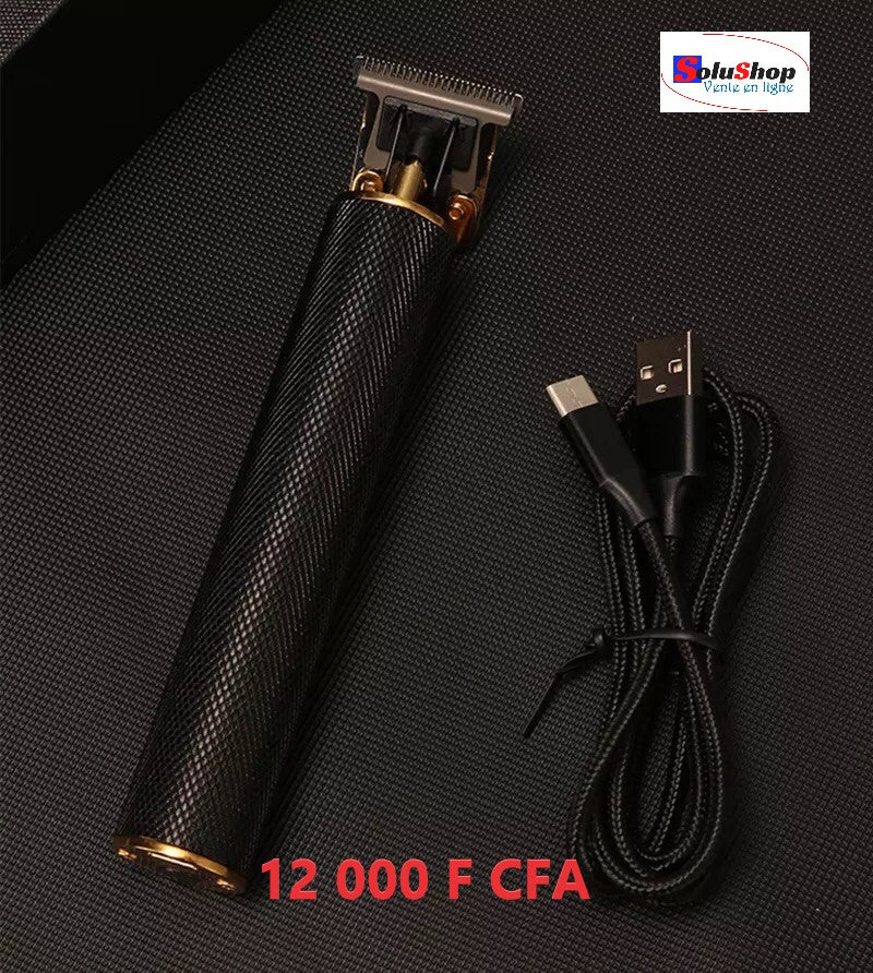 Tondeuse fine noir et or avec câble USB-C