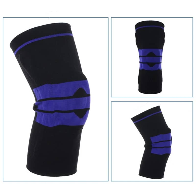 Genouillère noir/bleu, vues sous plusieurs angles