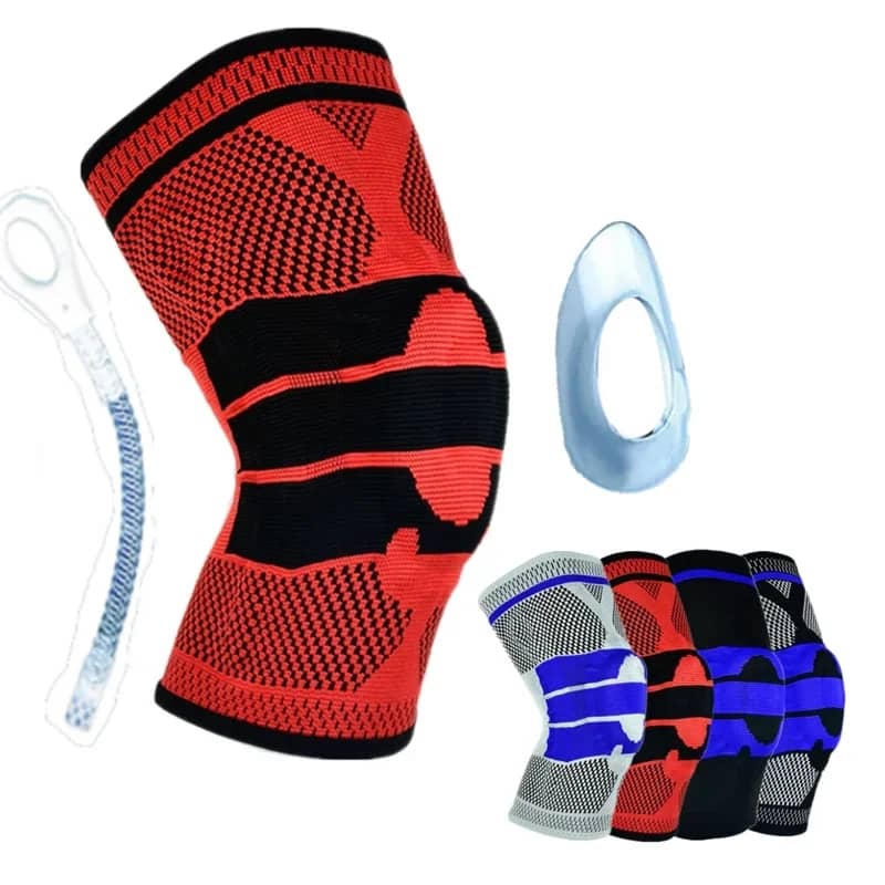 Genouillère rouge avec ses accessoires